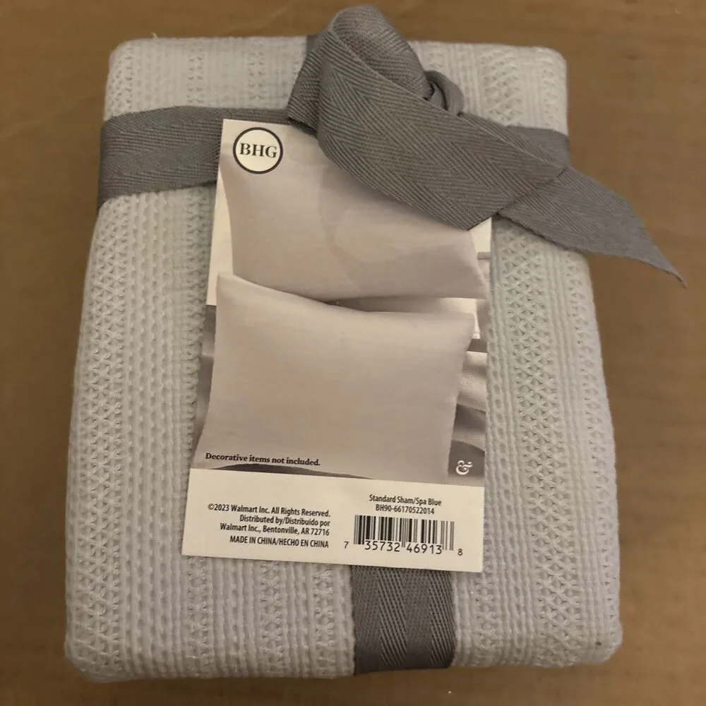 Better Homes & Gardens Blue Waffle Weave Pillow Shams Standard 2‑Pack Cotton